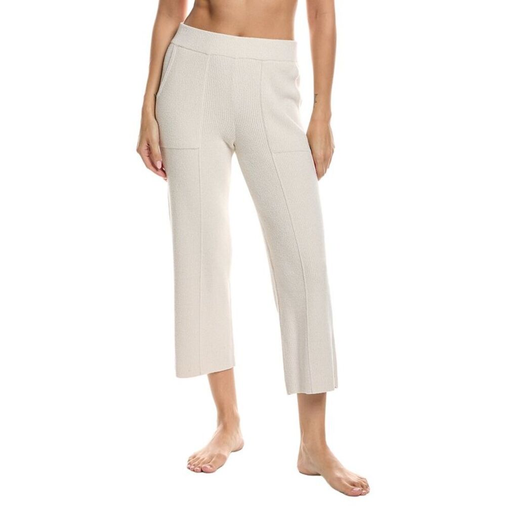Barefoot Dreams Womens Cozychic Ultra Lite Ribbed Pintuck Crop Pant, Brown